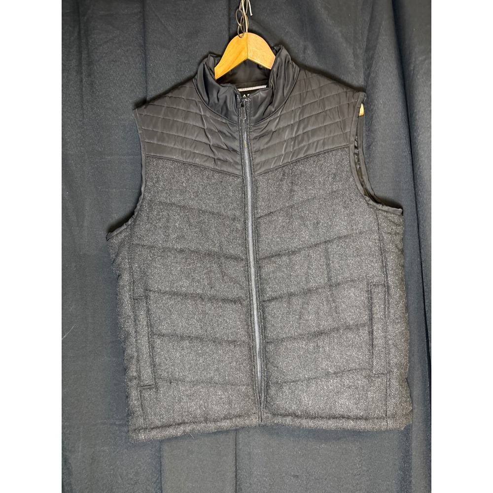 Apt 9 Womens Mixed Media Wool Blend Puffer Vest Charcoal Gray Black Large